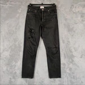 AGOLDE Jeans Women 28 Black Jamie Straight High Rise Denim Button Fly